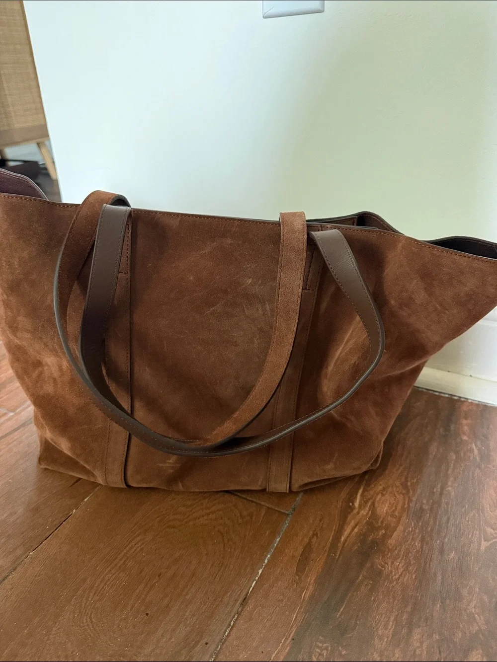 Sezane Brown Suede Tote Bag - Picture 4 of 8